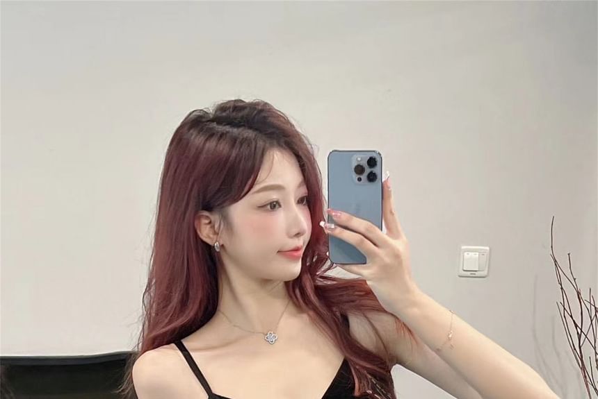 Rhinestone Gown Strap V-Neck Evening Mermaid Spaghetti