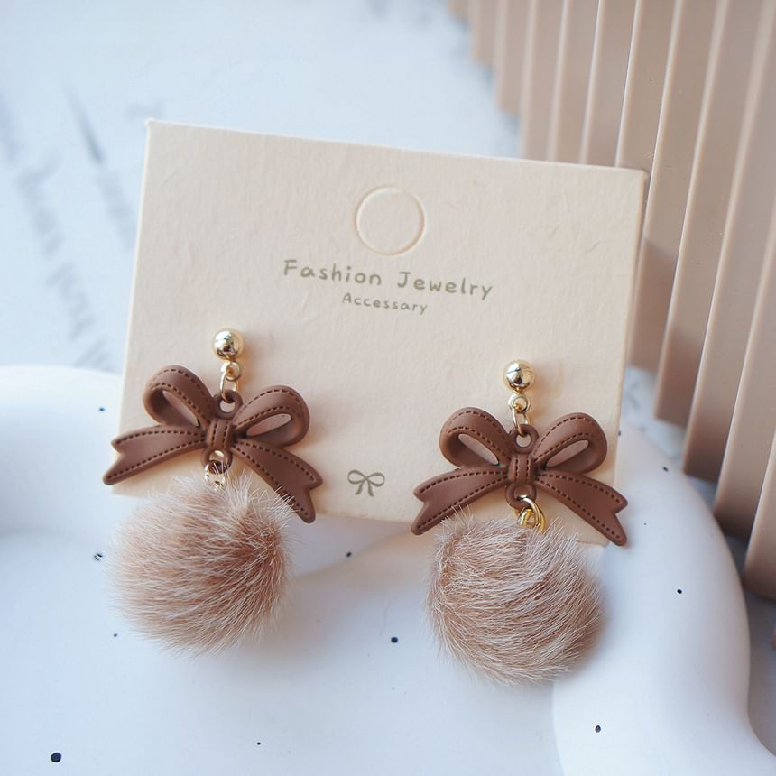 Clip Bow Drop / Pom Earring On