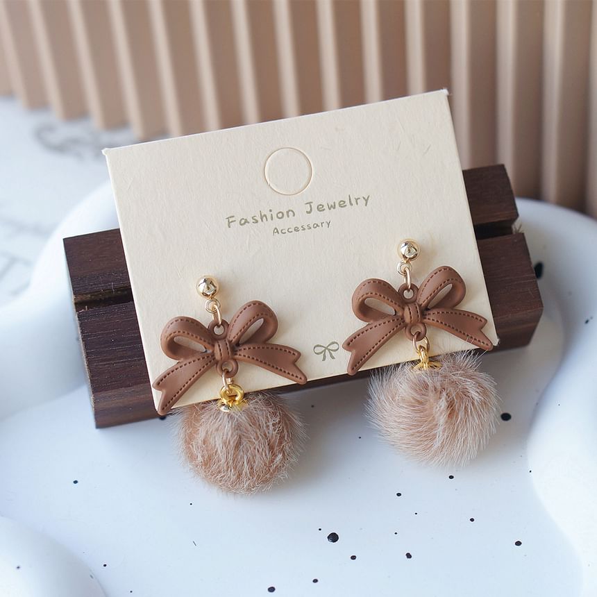Clip Bow Drop / Pom Earring On