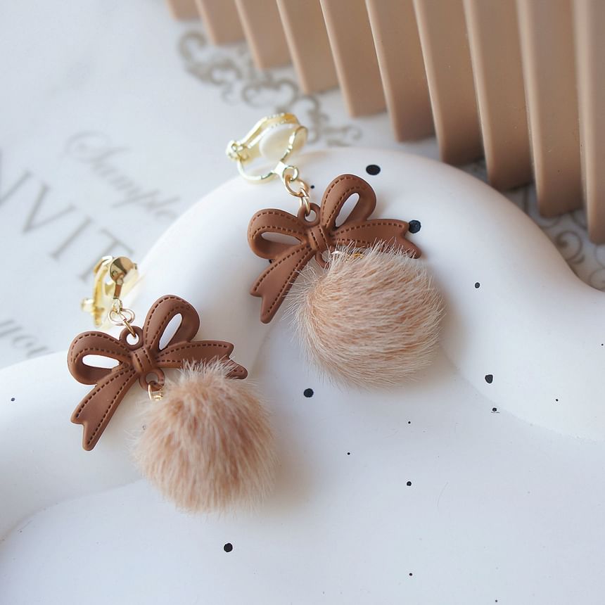 Clip Bow Drop / Pom Earring On