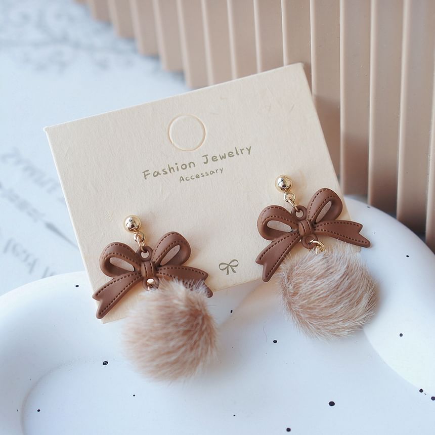 Clip Bow Drop / Pom Earring On