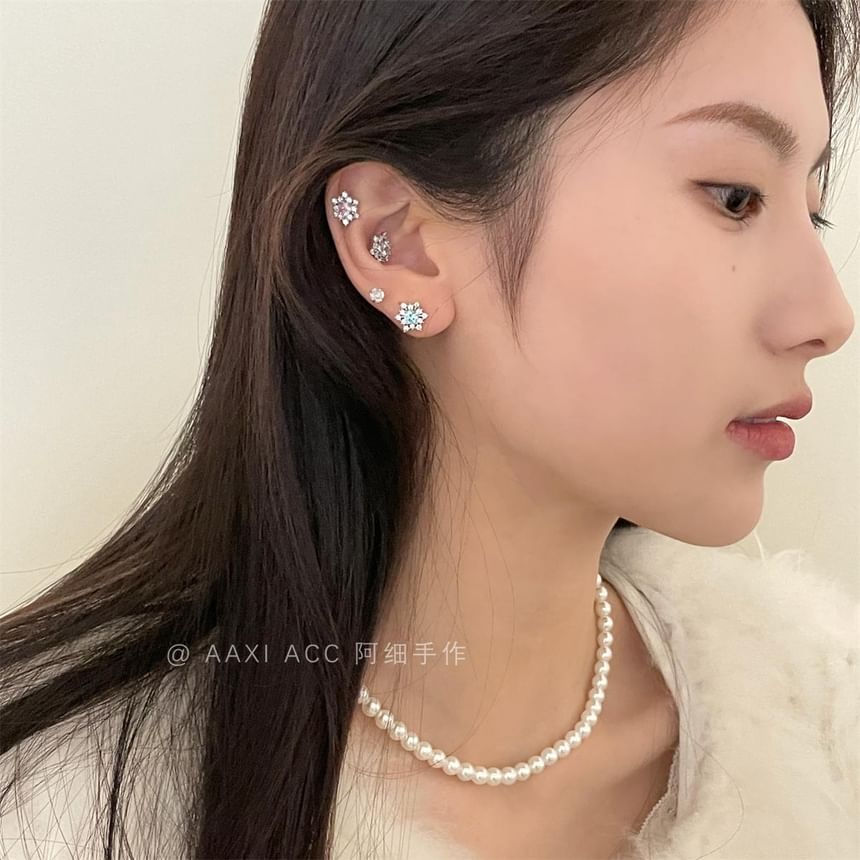 Earring Rhinestone Snowflake Stud