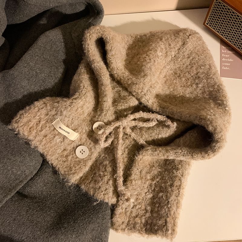 Balaclava Plain Buttoned Knit