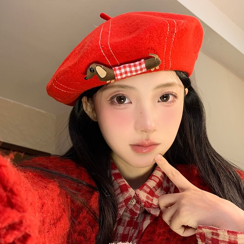 Beret Stitched Contrast Dog
