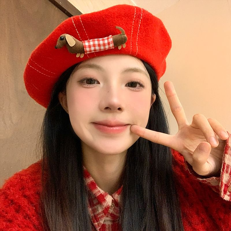 Beret Stitched Contrast Dog