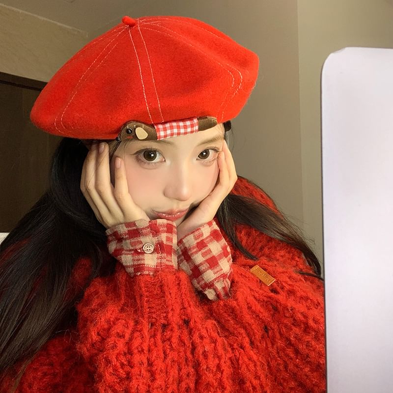 Beret Stitched Contrast Dog
