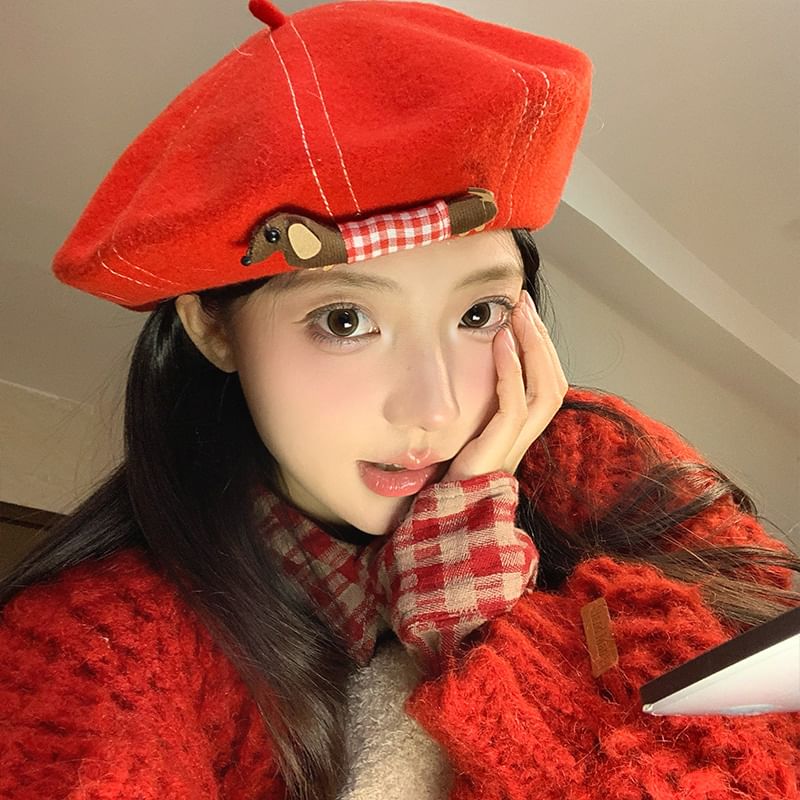 Beret Stitched Contrast Dog