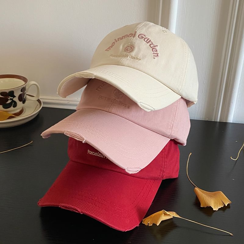 Distressed Embroidered Baseball Cap Lettering