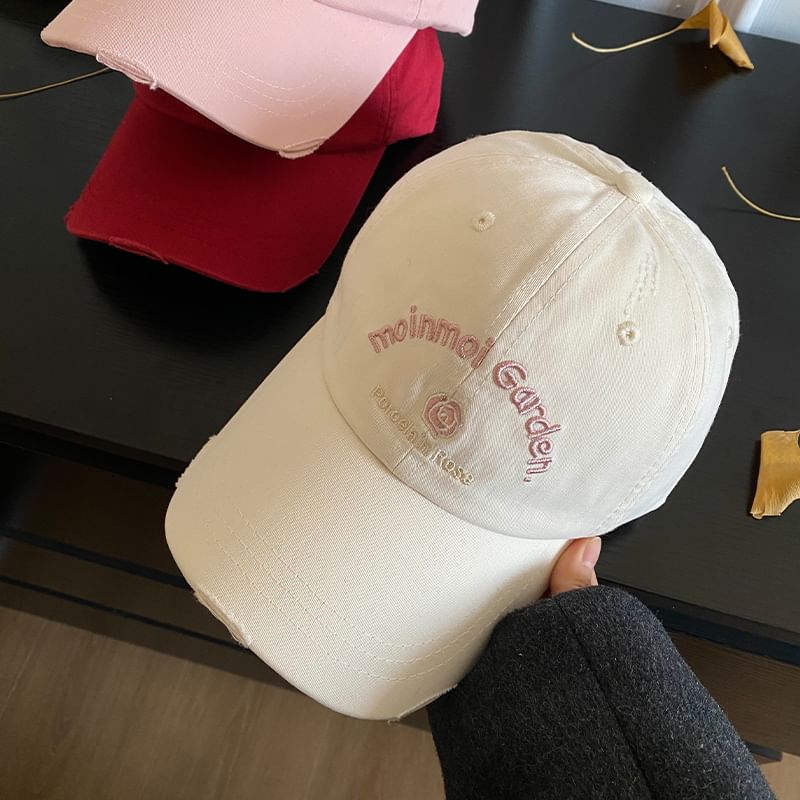 Distressed Embroidered Baseball Cap Lettering