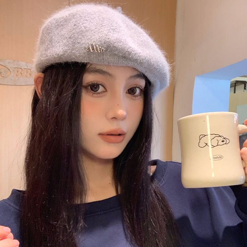 Knit Accent Rhinestone Beret