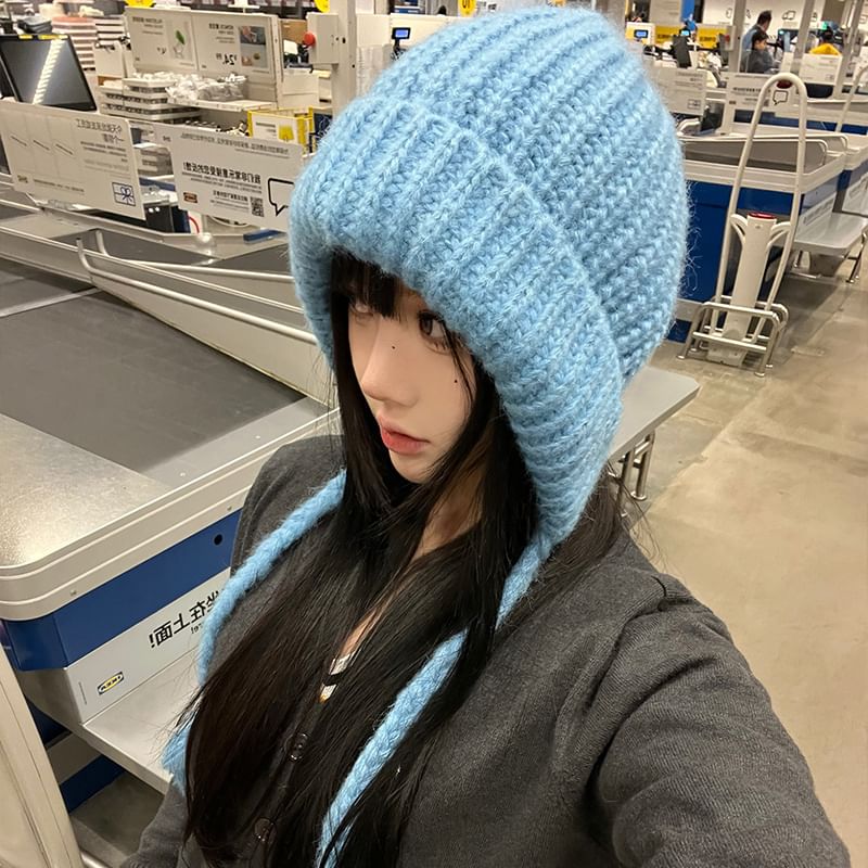 Hat Plain Knit Bonnet