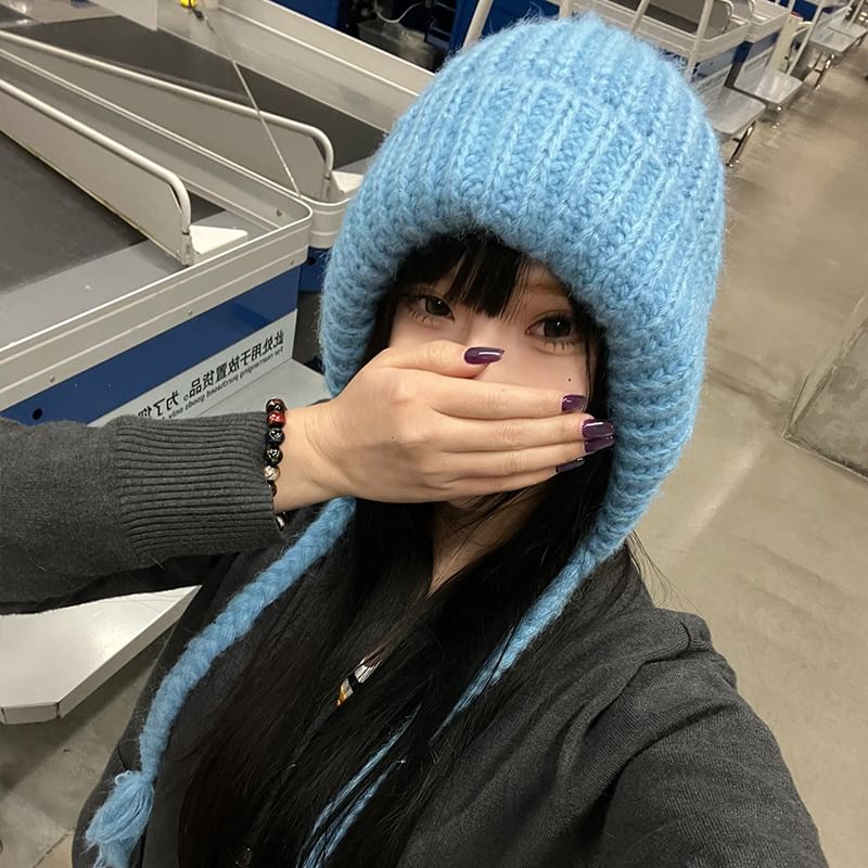 Hat Plain Knit Bonnet