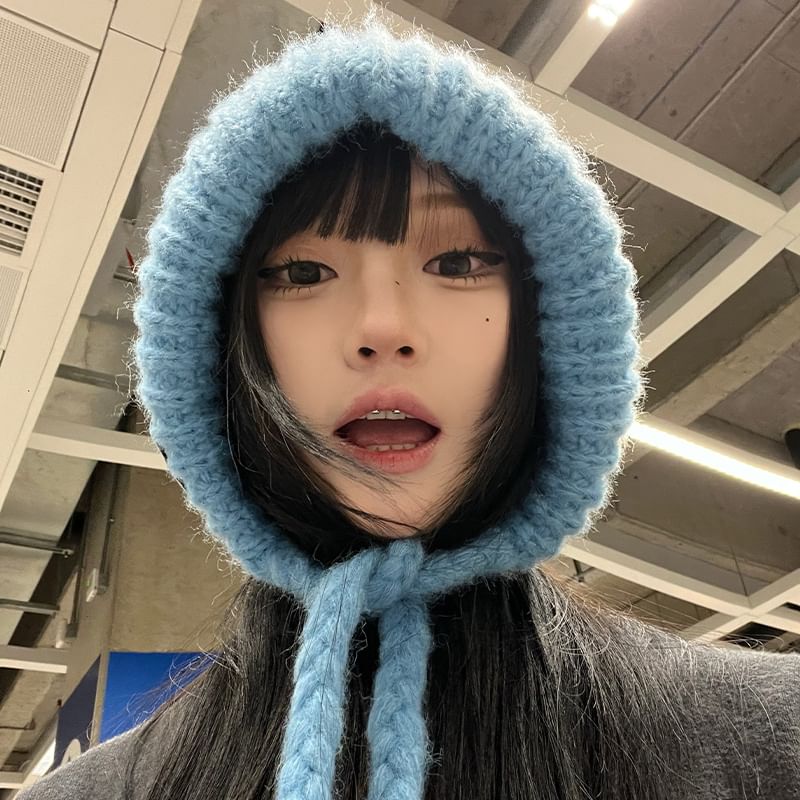 Hat Plain Knit Bonnet