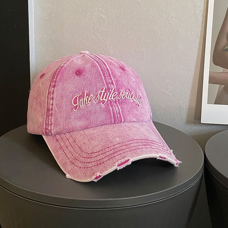 Cap Lettering Baseball Distressed Embroidered