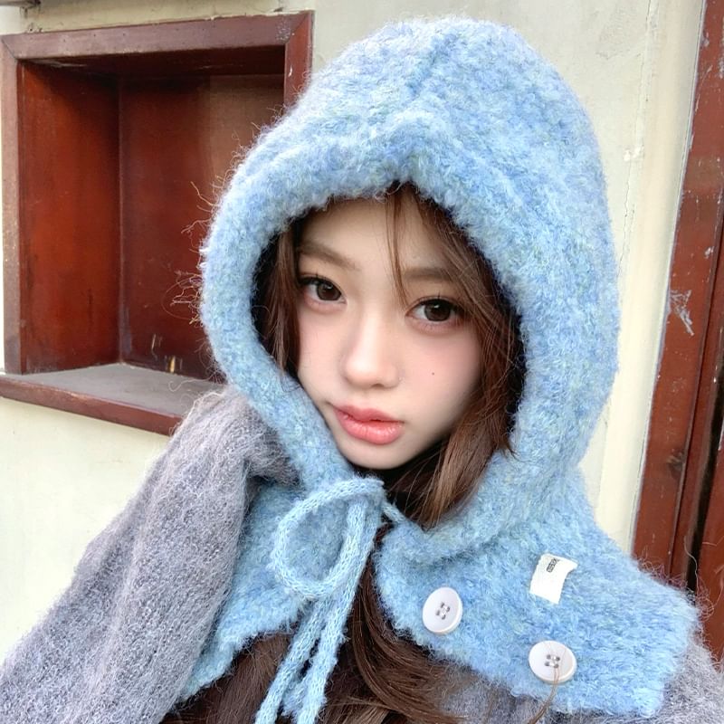 Balaclava Buttoned Knit Plain