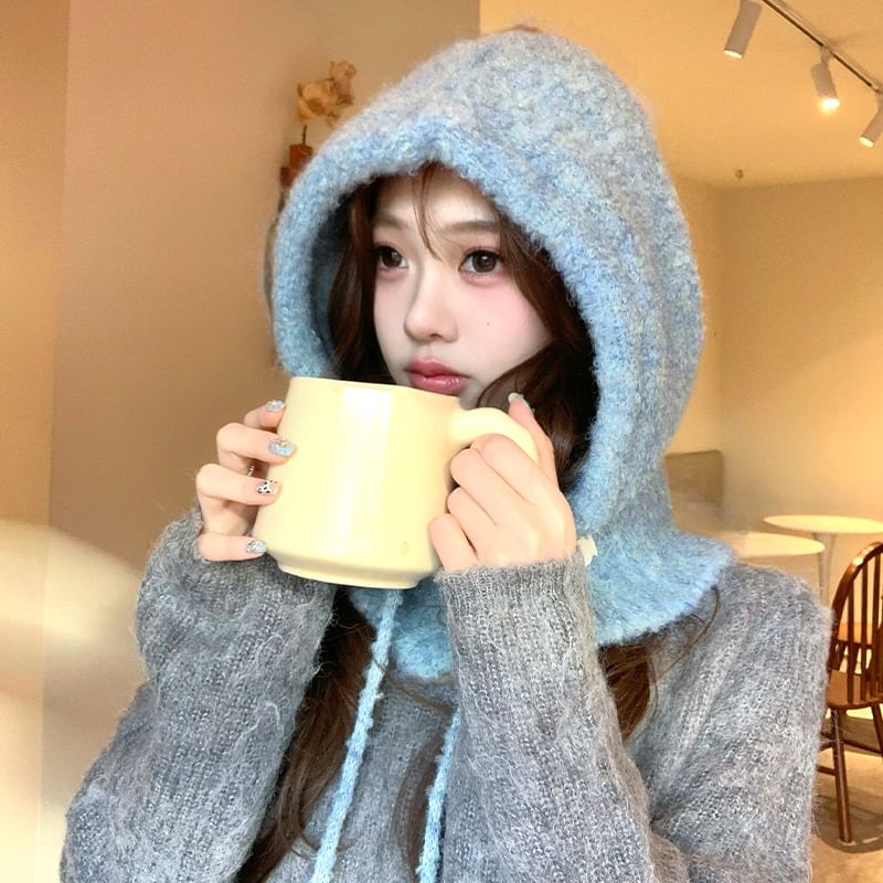 Balaclava Buttoned Knit Plain