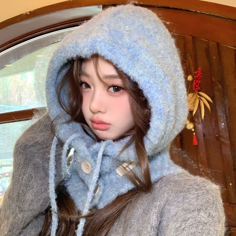 Balaclava Buttoned Knit Plain