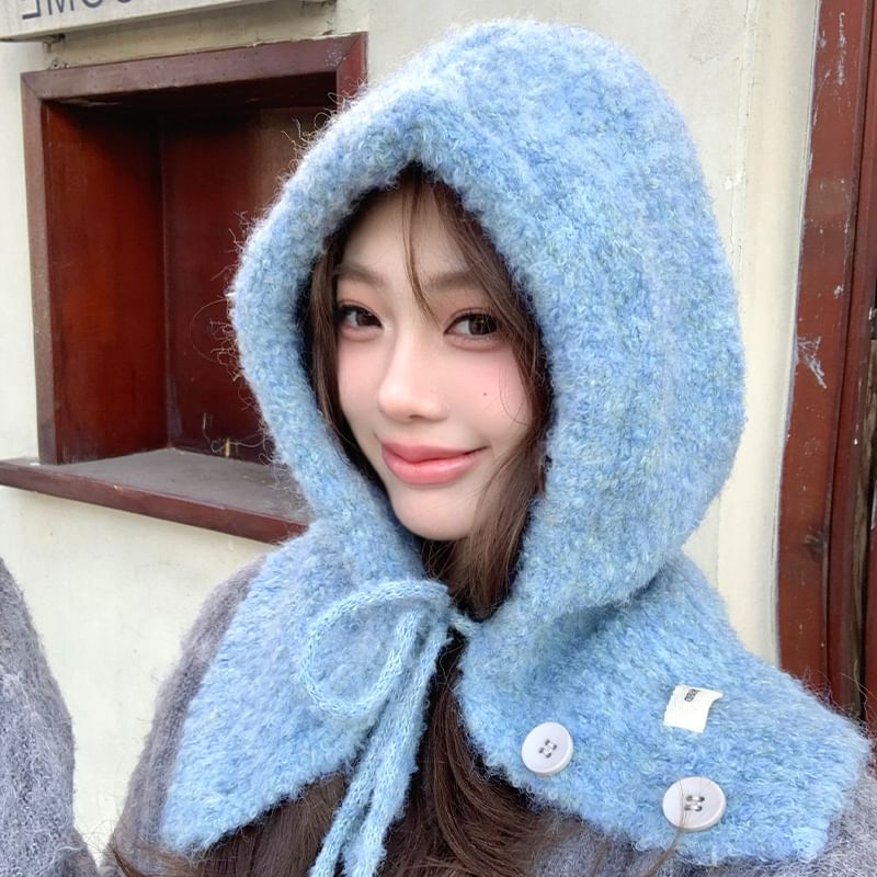 Balaclava Buttoned Knit Plain