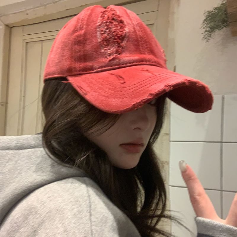 Distressed Baseball Plain Cap