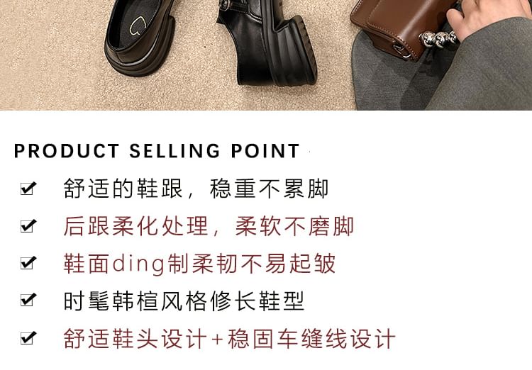 Faux Buckled Loafers Platform Leather