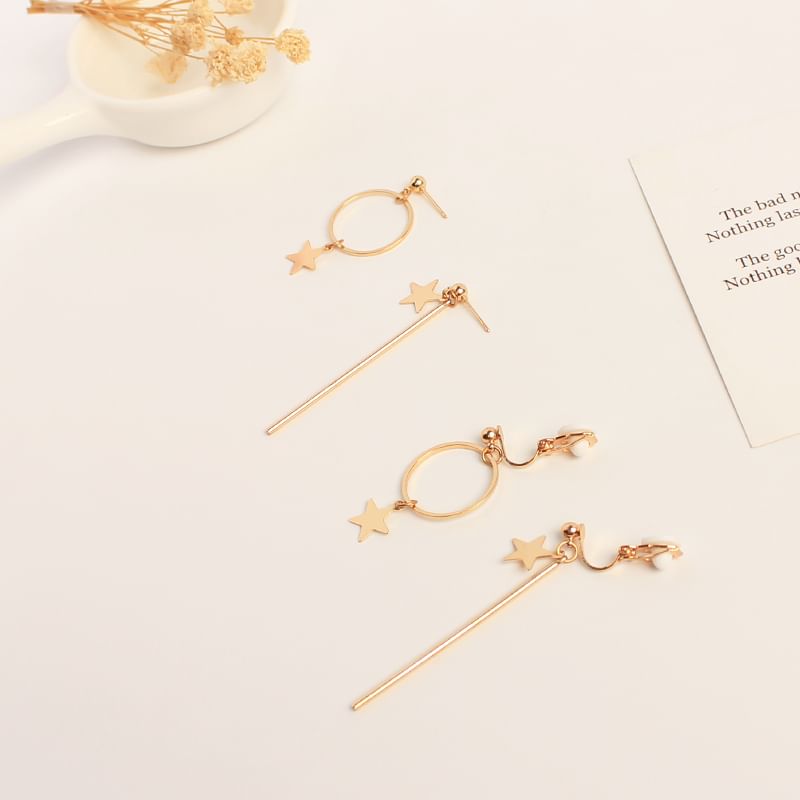 Star Earring Dangle Asymmetrical