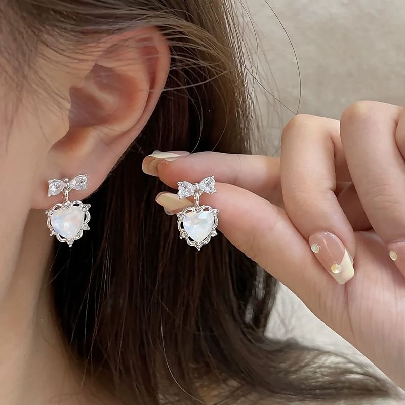 Heart Drop Earring Rhinestone