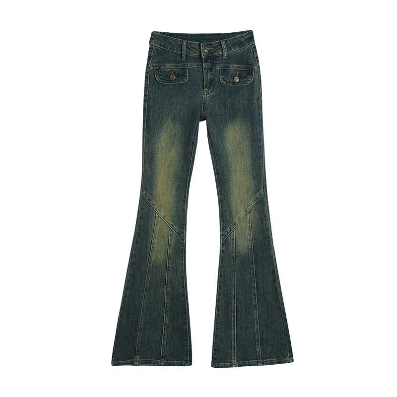 (Various High Designs) Washed Rise Jeans Flared