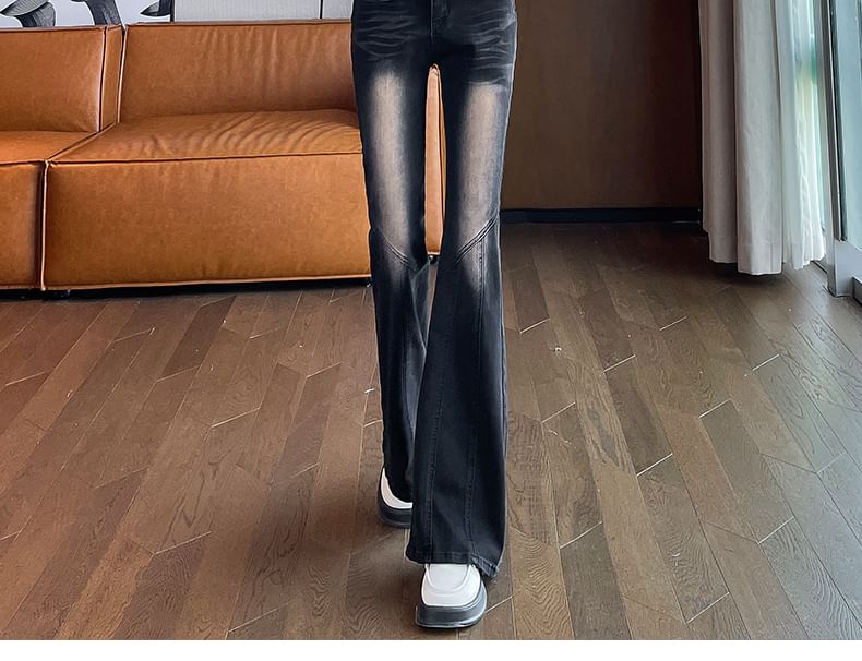 (Various High Designs) Washed Rise Jeans Flared