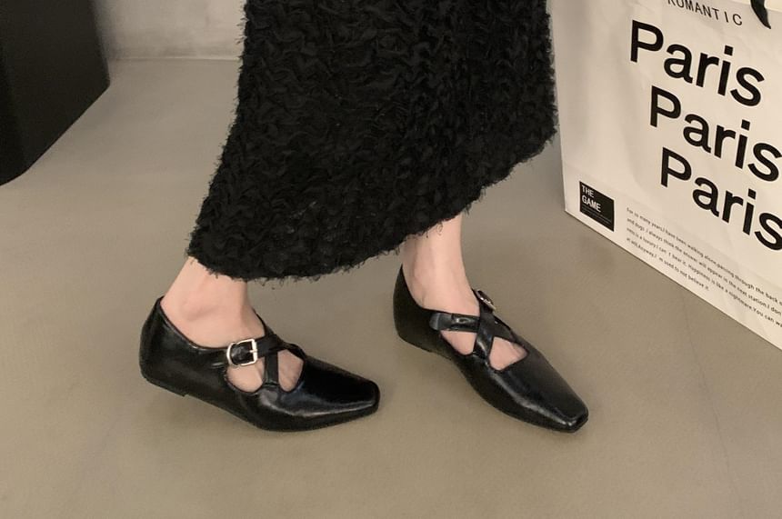 Cross Wedge Square Pumps Criss Jane Toe Hidden Mary