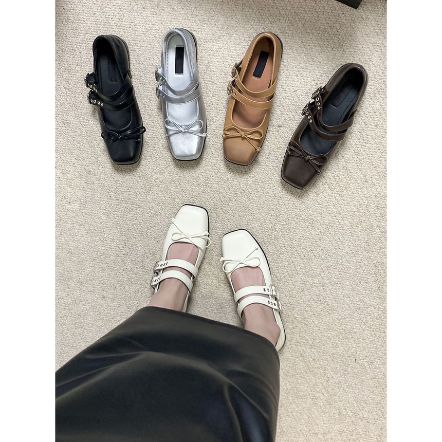 Toe Bow Shoes Square Jane Mary