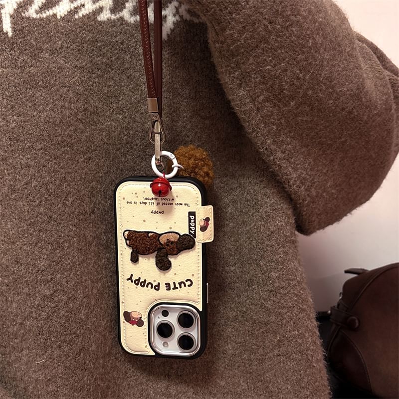 Embroidered Set / Case Strap Dog Phone