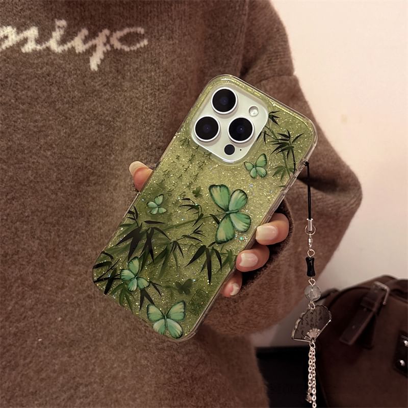 Butterfly Set Bamboo Case Charm Phone /