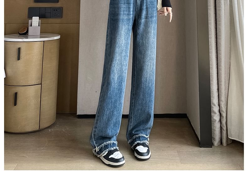 Frayed Loose Designs) Waist High Jeans Washed Fit (Various