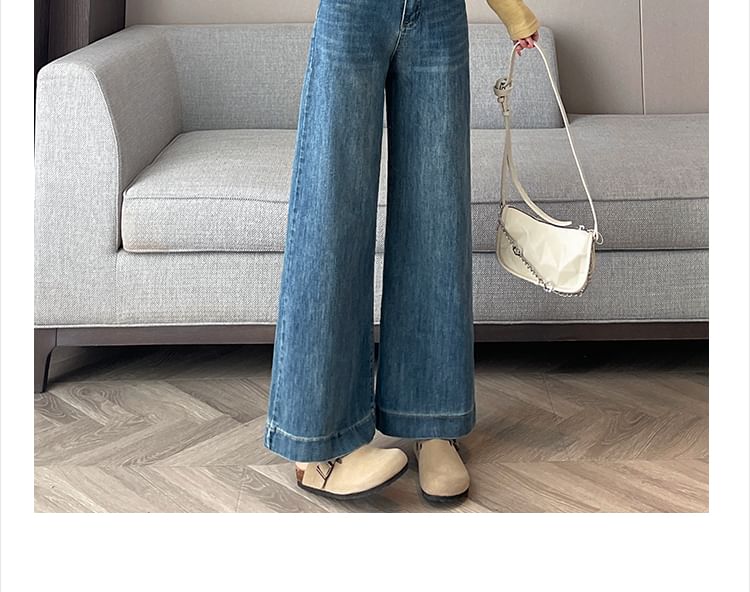 Cropped Wide Jeans (Various Designs) Washed Waist High Leg