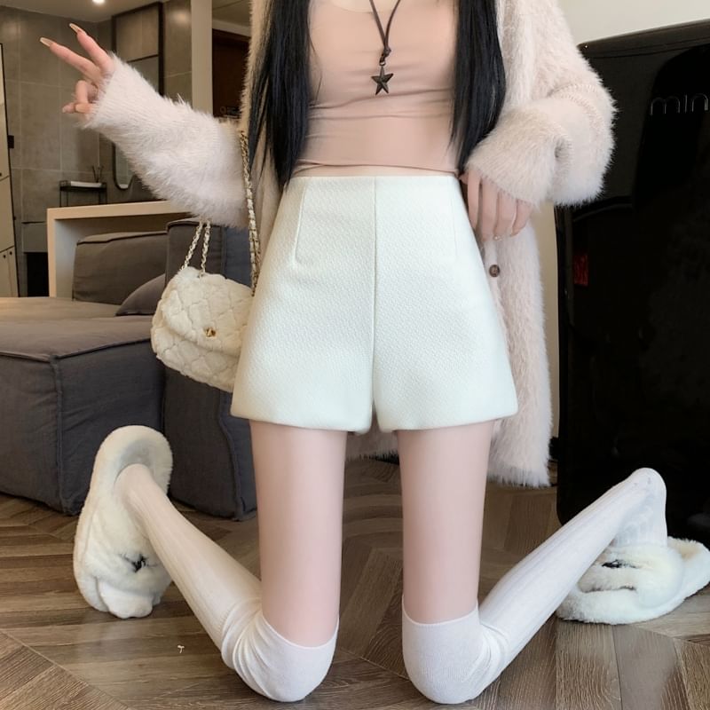 Shorts Plain High Wide Waist Leg