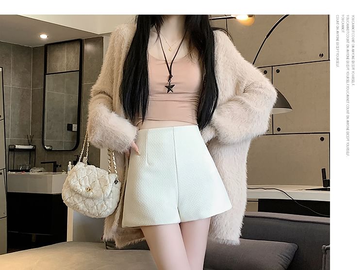 Shorts Plain High Wide Waist Leg