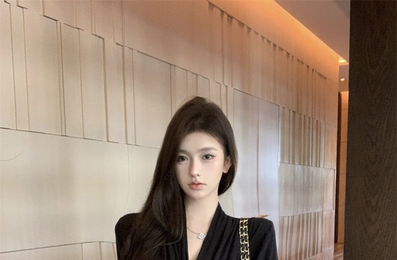 Shawl Waist Collar Tie Cardigan Plain