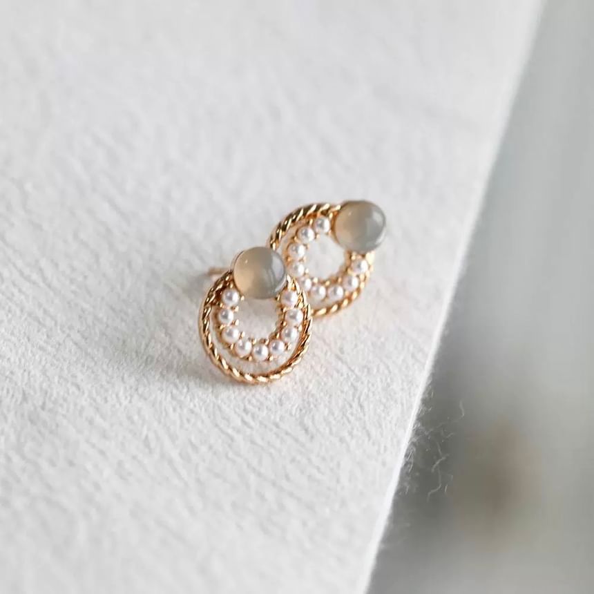 Silver Double Stud 925 Circle Sterling Earring