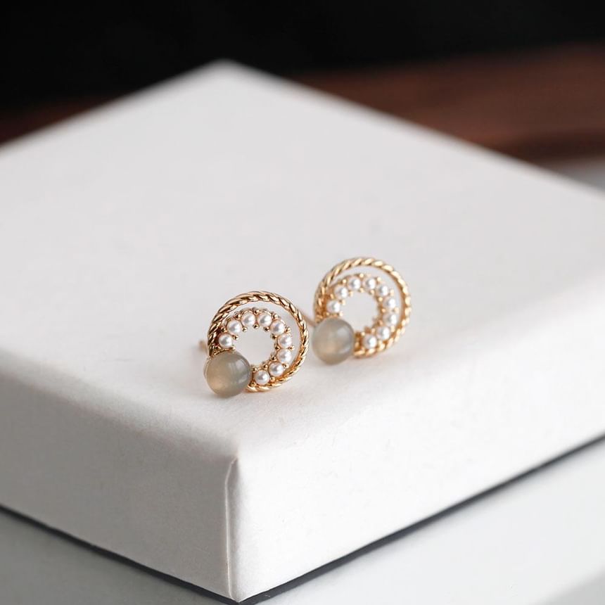 Silver Double Stud 925 Circle Sterling Earring