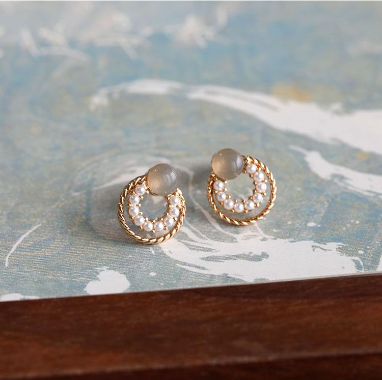 Silver Double Stud 925 Circle Sterling Earring