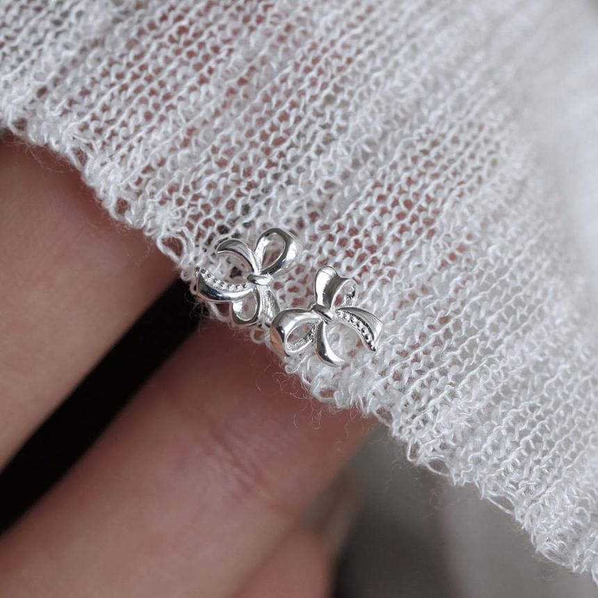 Stud Earring Bowknot Sterling Silver 925