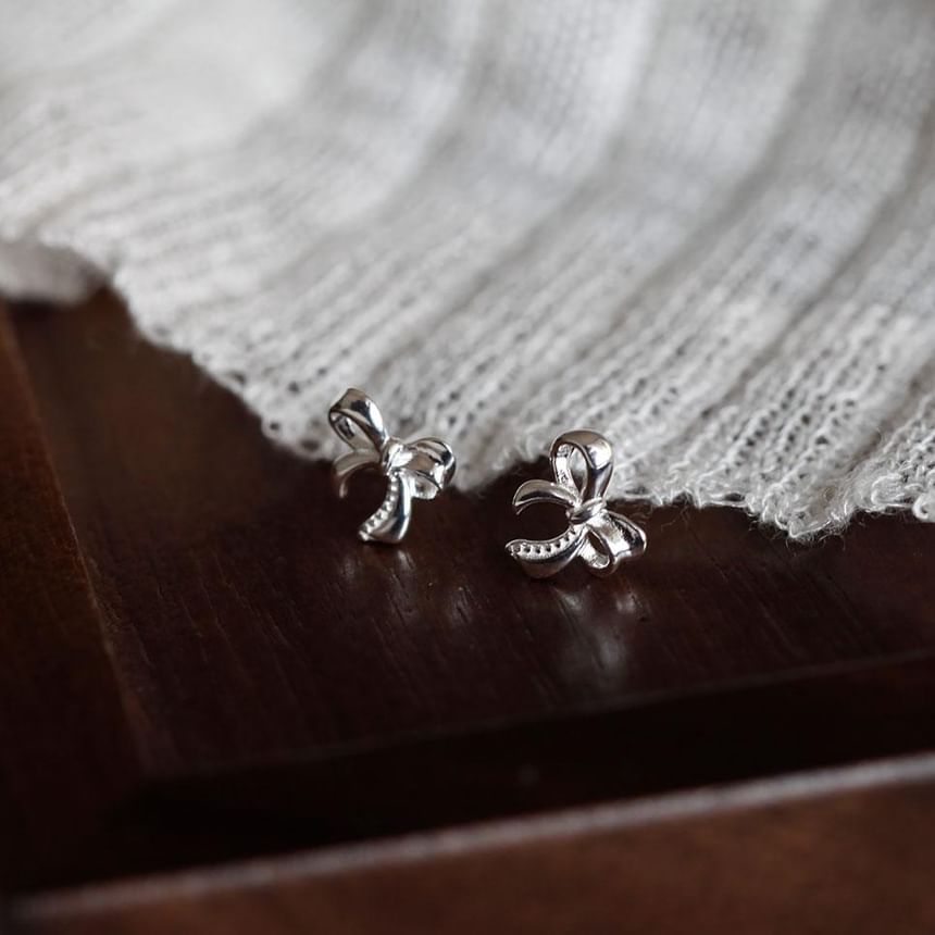Stud Earring Bowknot Sterling Silver 925