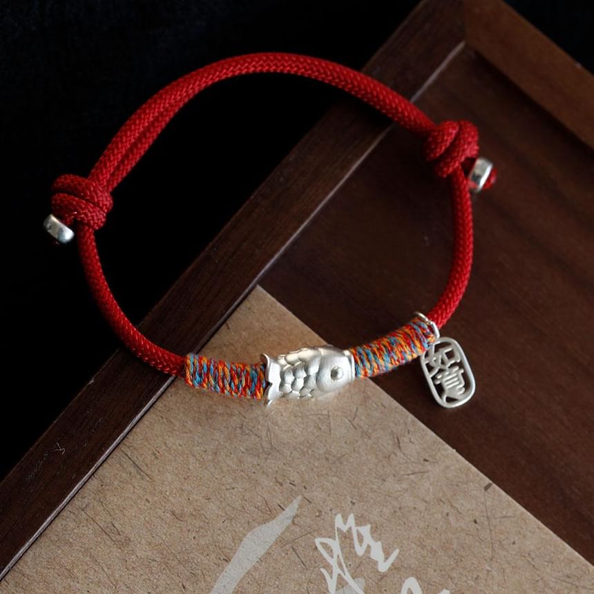 Bracelet 925 Sterling Fish Silver String