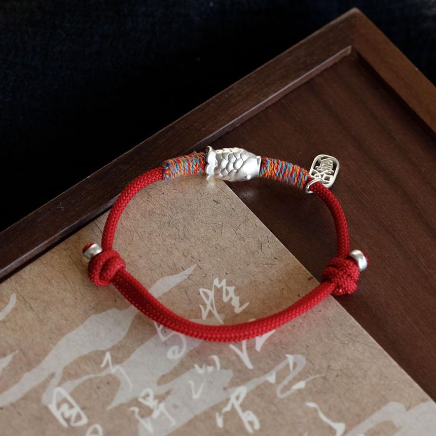 Bracelet 925 Sterling Fish Silver String