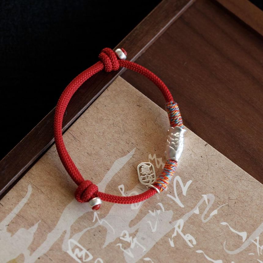 Bracelet 925 Sterling Fish Silver String