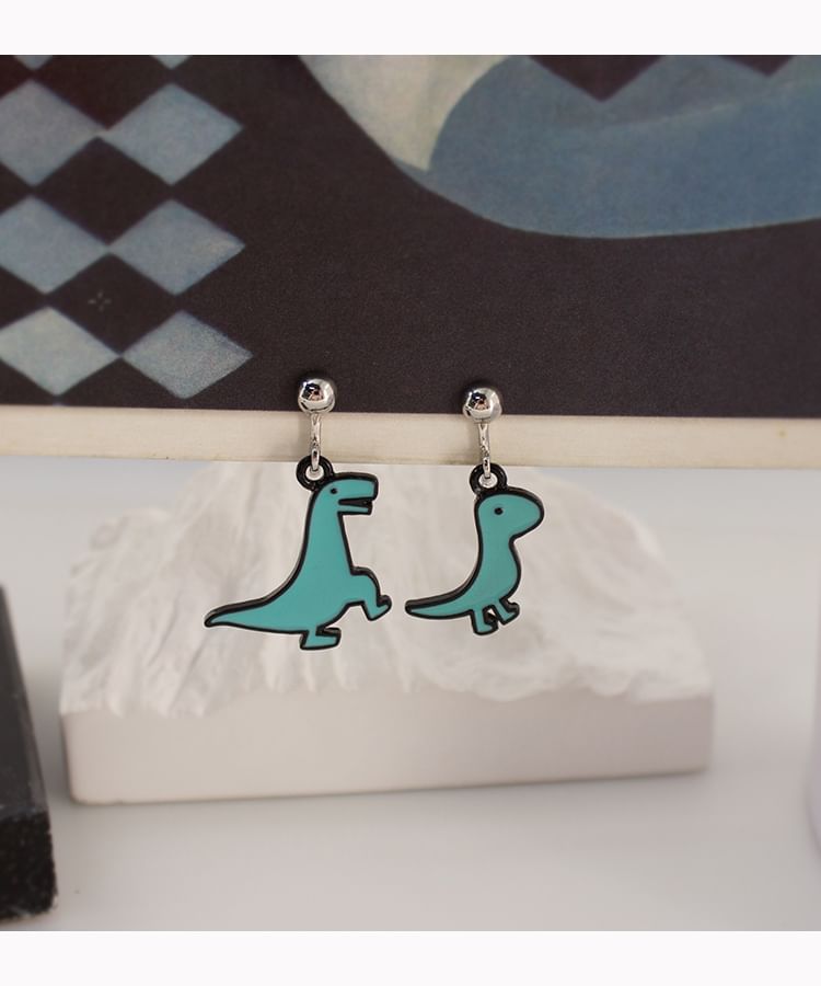 Cartoon Earring Drop Clip Asymmetrical Dinosaur On