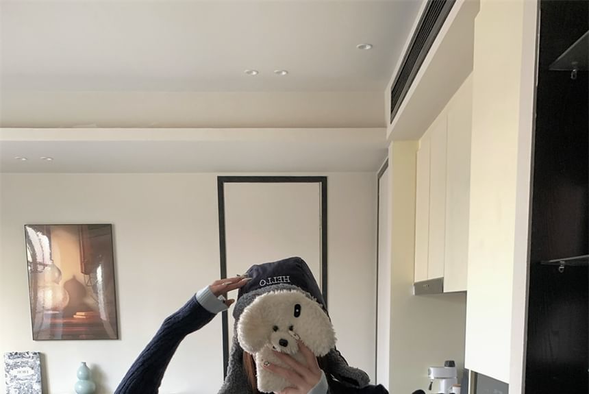 Two Collar Sweater Tone Mock Cable-Knit Cropped Two-Piece