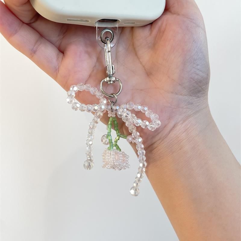 Charm Flower Beaded Bow Phone