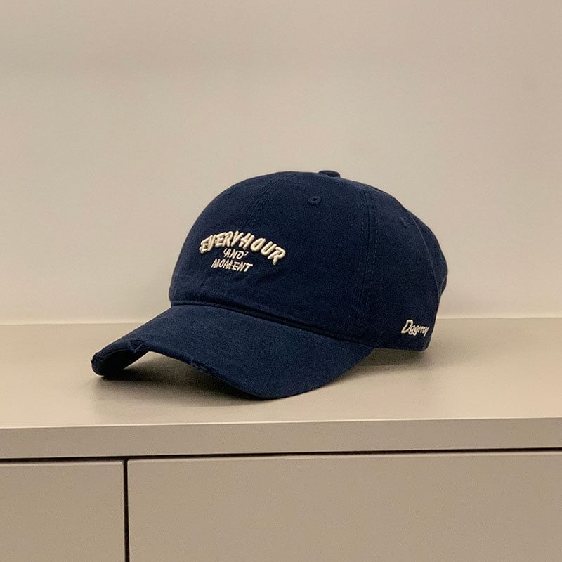 Lettering Distressed Baseball Embroidered Cap
