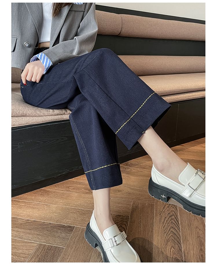 Designs) Jeans (Various Waist Leg High Straight Washed